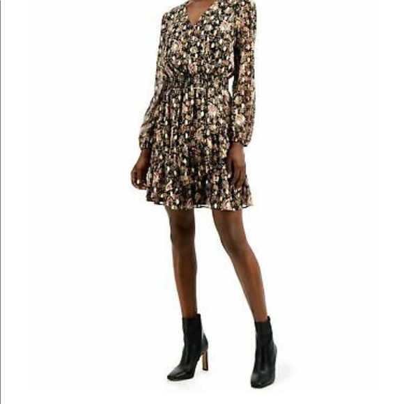 INC International Concepts Printed Surplice Mini Dress Cora Garden. - Picture 1 of 5